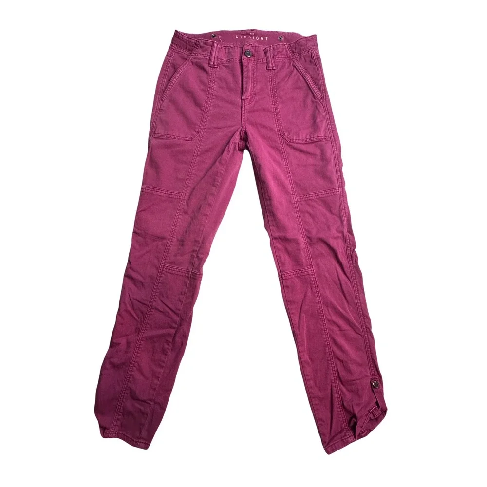 White House Black Market The Straight Crop Pants Womens 2 Magenta Pink Casual - Picture 2 of 16